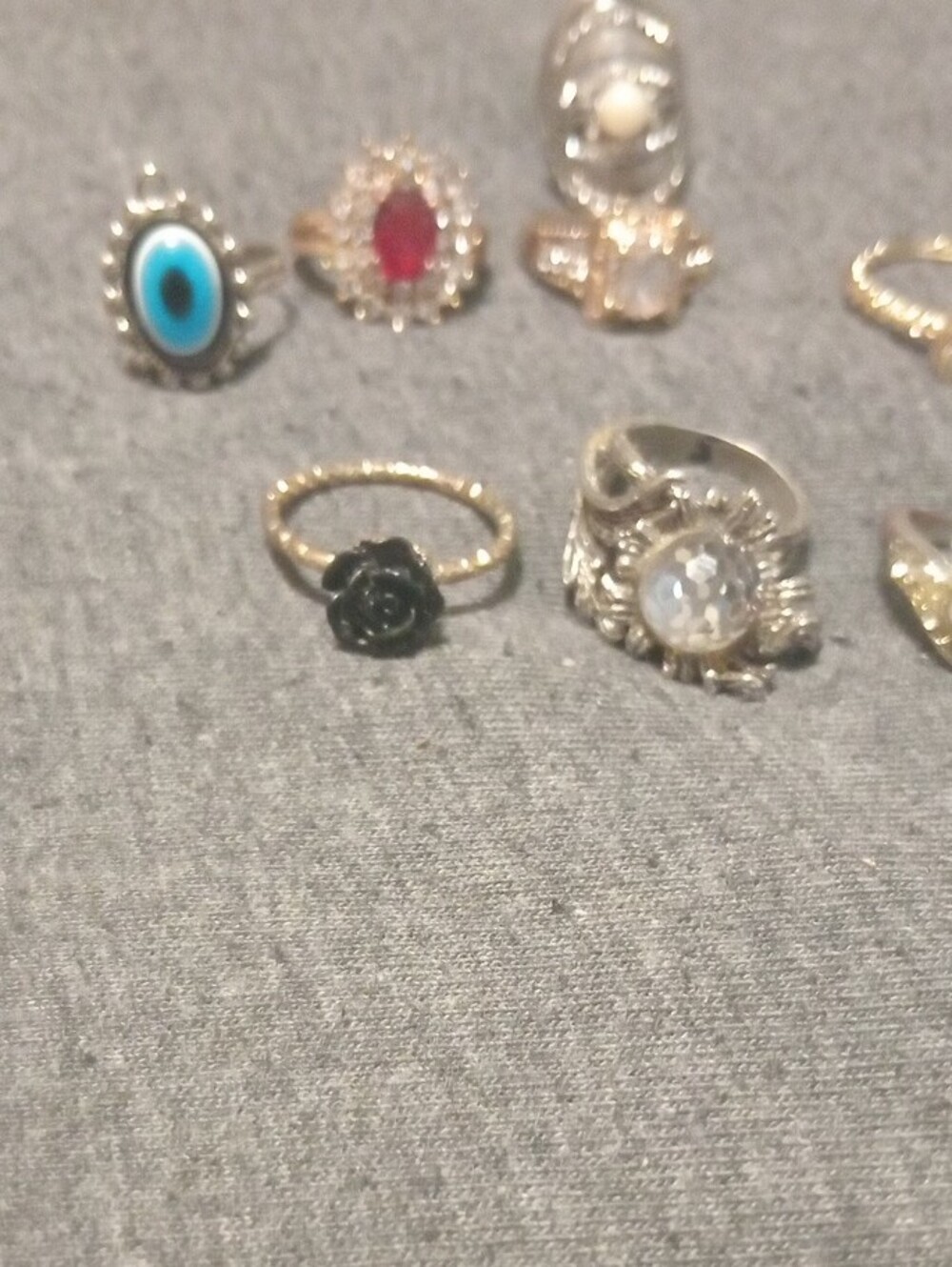 Silver-Tone Multi-Stone Women's Ring Set - Mixed Colors - Picture 4 of 6